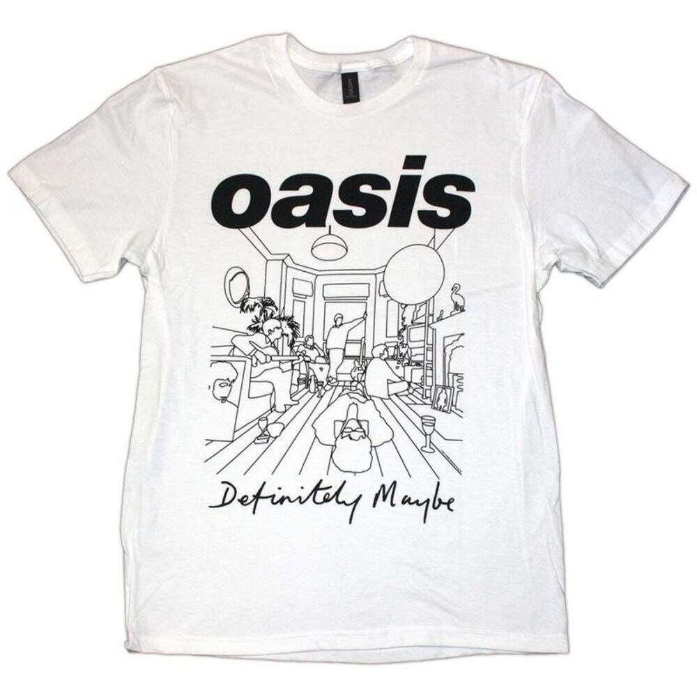 Oasis Unisex Adult Definitely Maybe Line Drawing T-Shirt / White